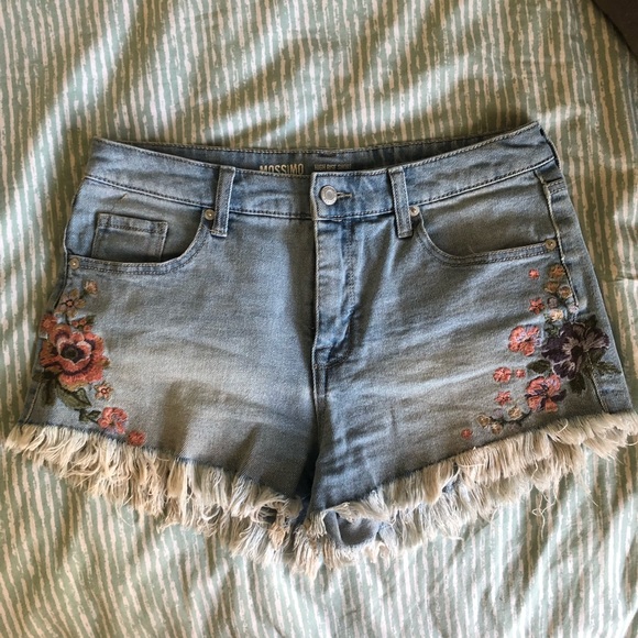 Mossimo embroidered high waist boyfriend shorts - Picture 1 of 3
